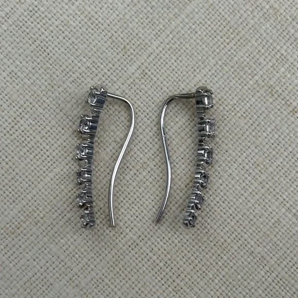 Kay Jewelers Sterling Silver White Sapphire Crawler Earrings - Picture 4 of 6